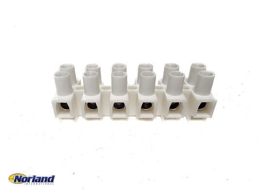 TERMINAL BLOCK STRIP, 12MM HIGH, 6 CIR, WHITE,