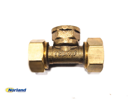 20mm C x 20mm C x 1/2" FPT Brass Tee